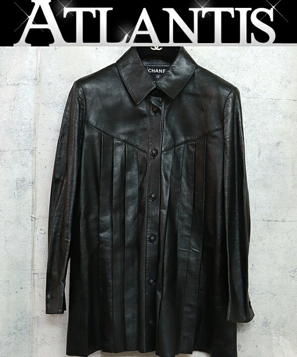 楽天市場】【広尾店】シャネル CHANEL レザージャケット プリーツ ラメ  