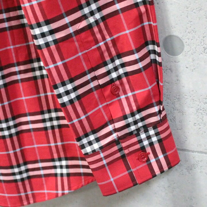 楽天市場】バーバリー BURBERRY 長袖シャツ トップス チェック 赤 