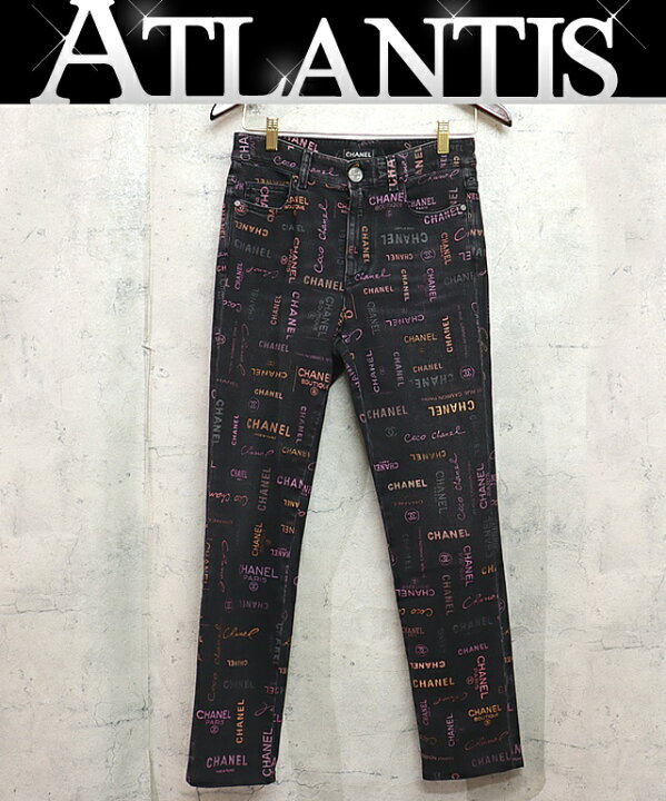 楽天市場】【広尾店】美品 シャネル CHANEL プリントロゴデニムパンツ  