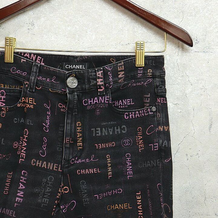 楽天市場】【広尾店】美品 シャネル CHANEL プリントロゴデニムパンツ  