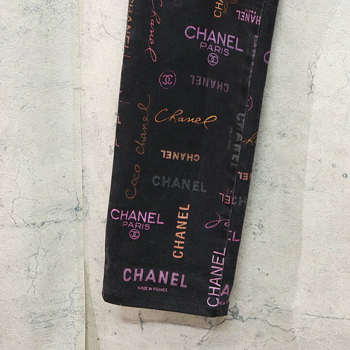 楽天市場】【広尾店】美品 シャネル CHANEL プリントロゴデニムパンツ 