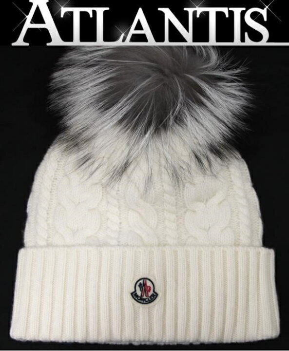 楽天市場】未使用 モンクレール MONCLER ニット帽 フォックスファー 白 