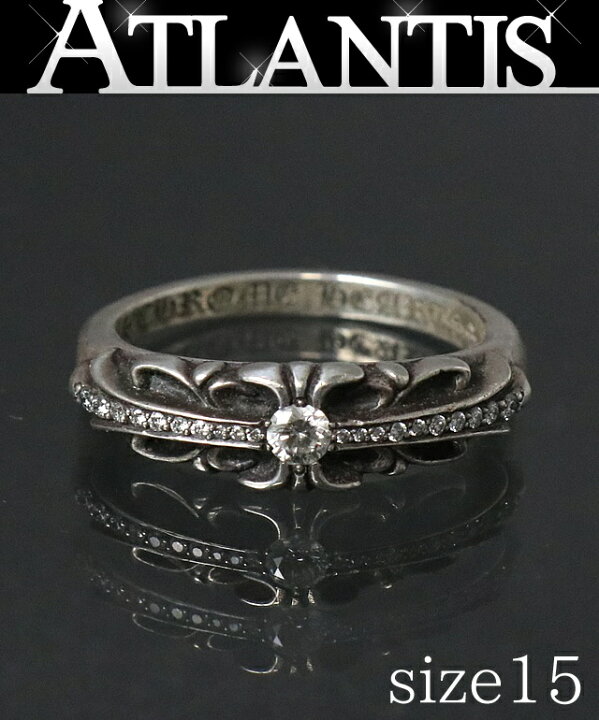 CHROME HEARTS 銀座店 クロムハーツ フローラルクロス リング パヴェ  