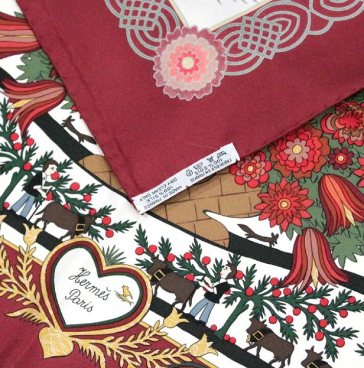 楽天市場】未使用 エルメス HERMES カレ90 Decoupages デコパージュ 赤  