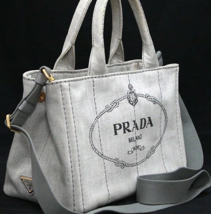 楽天市場】プラダ PRADA カナパ Sサイズ 2WAYバッグ グレー キャンバス 