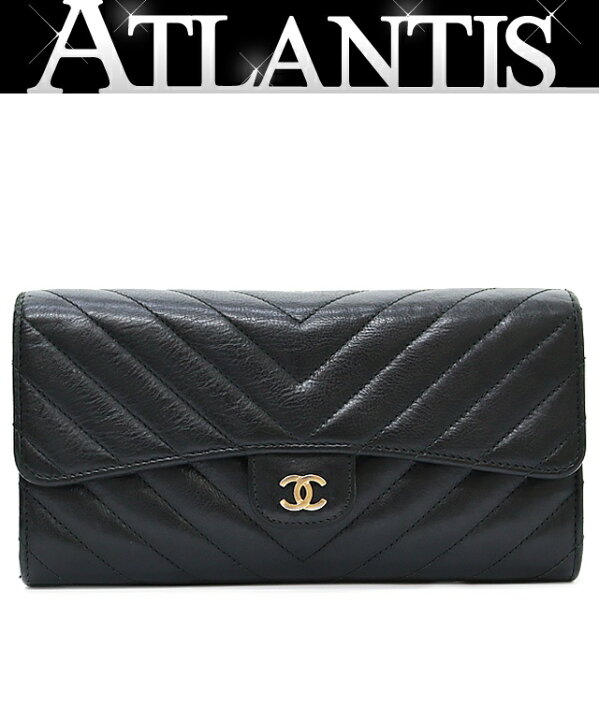 楽天市場】【広尾店】 シャネル CHANEL シェブロン フラップ長財布 V 