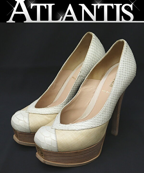 楽天市場】【広尾店】フェンディ FENDI パイソン×キャンバス パンプス  