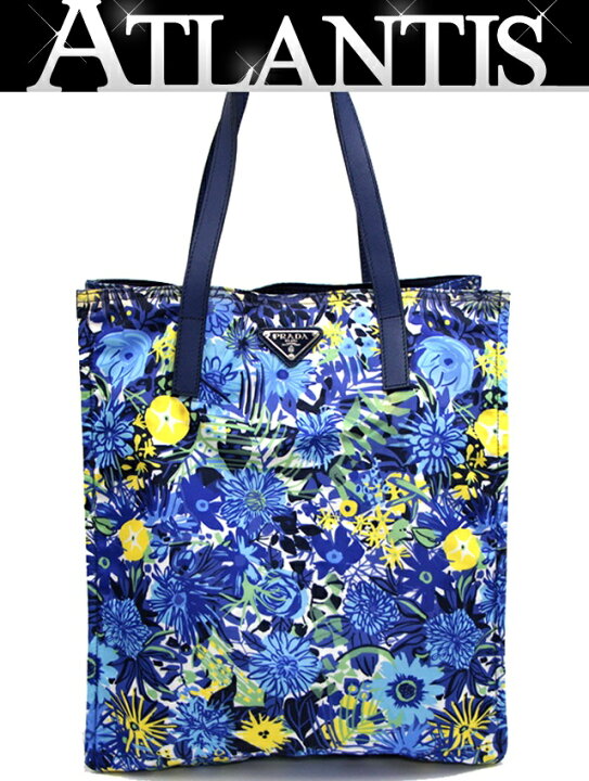 楽天市場】プラダ PRADA 三角ロゴ トートバッグ 花柄 ナイロン×レザー 