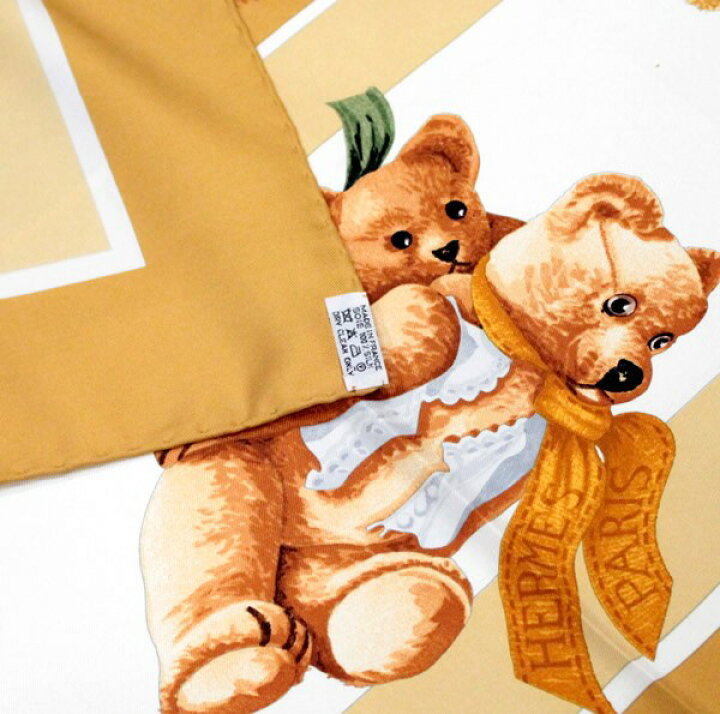 エルメスカレ90 スカーフ 心の友 CONFIDENTS テディベアオレンジ 