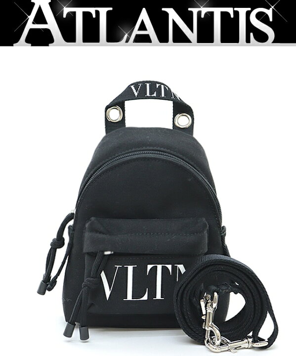 楽天市場 広尾店 美品 ヴァレンティノ VALENTINO ミニバックパック ショルダーバッグ キャンバス 黒 15323 アトランティス
