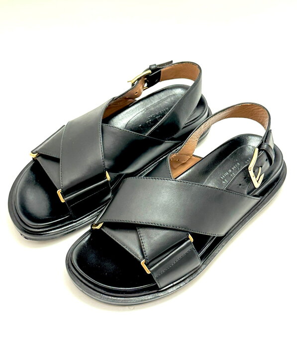 楽天市場】マルニ MARNI ストラップ サンダル レザー 黒 size:36 