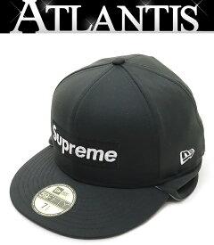 【広尾店】極美品 シュプリーム Supreme×New Era ボックスロゴ キャップ ブラック イヤーカバー付 size:7 1/2(約59.6cm) 【16245】
