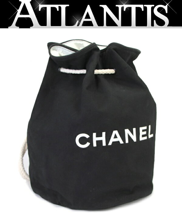 楽天市場】シャネル CHANEL 巾着ショルダーバッグ プールバッグ 黒×白 