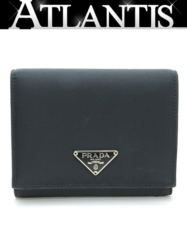 楽天市場】【広尾店】プラダ PRADA 三つ折り財布 三角ロゴ ナイロン 黒  