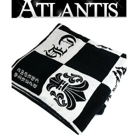 【広尾店】 新品 クロムハーツ CHROME HEARTS SALE 大判 総ロゴ ビーチタオル ユニセックス ギフト 黒×白 【16326】