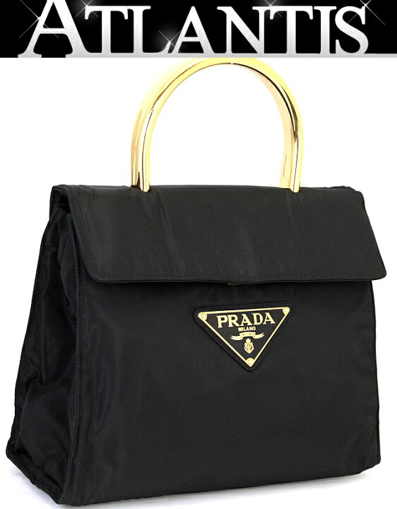 楽天市場】プラダ PRADA トップメタルハンドル ビッグ三角ロゴ 