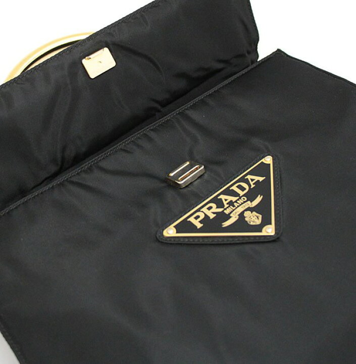 楽天市場】プラダ PRADA トップメタルハンドル ビッグ三角ロゴ 