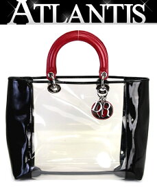 【在庫処分大セール】Christian Dior クリスチャンディオール レディディオール トートバッグ クリア ビニール PVC×レザー 黒系 【70946】