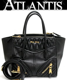 ミュウミュウ miu miu バイカー 2WAY ハンドバッグ ショルダーバッグ レザー 黒 ブラック 【70936】