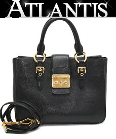 ミュウミュウ miu miu マドラス 2WAYバッグ レザー 黒 【70935】