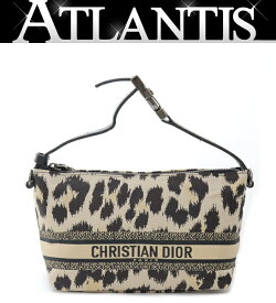 【広尾店】美品 クリスチャンディオール Christian Dior トラベル スモール ノマドポーチ レオパード 【16799】