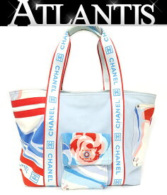 シャネル CHANEL シャネルスポーツ サーフライン ハイサマー トートバッグ ライトブルー×マルチカラー キャンバス 【71430】