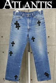 CHROME HEARTS 銀座店 クロムハーツ 新品 リーバイス 517 クロスパッチ デニムパンツ メンズ SV925 36インチ ブルー系 99859