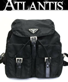 プラダ PRADA 三角ロゴ リュックサック バックパック Wポケット ナイロン 黒 【71720】