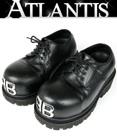 BALENCIAGA 銀座店 バレンシアガ Stomper ダービー シューズ ソフトブルスキン メンズ size:40 黒 100895