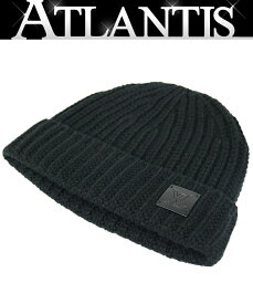 Louis Vuitton 銀座店 ルイ ヴィトン カシミヤ ビーニー ニット帽 ロゴ パッチ付き メンズ 黒 101083