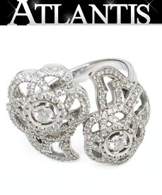 【広尾店】シャネル CHANEL カメリア パヴェダイヤリング オープンワーク K18WG size55 約8.01g 【17724】