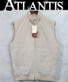 【広尾店】ロロピアーナ Loro Piana 中綿ジレ ジップアップ キルティング アイボリー ナイロン sizeM 【17970】