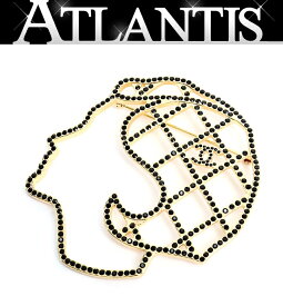 【広尾店】シャネル CHANEL ココシャネルシルエットブローチ ブラックラインストーン B17 【18384】