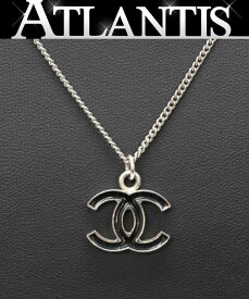 シャネル CHANEL 定番 人気 ココマーク リバーシブル ネックレス 黒×シルバー 07V 【73499】