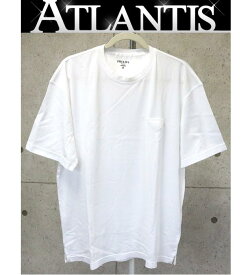 PRADA 銀座店 プラダ 新品 トライアングル ロゴ Tシャツ 半袖 size:XL 白