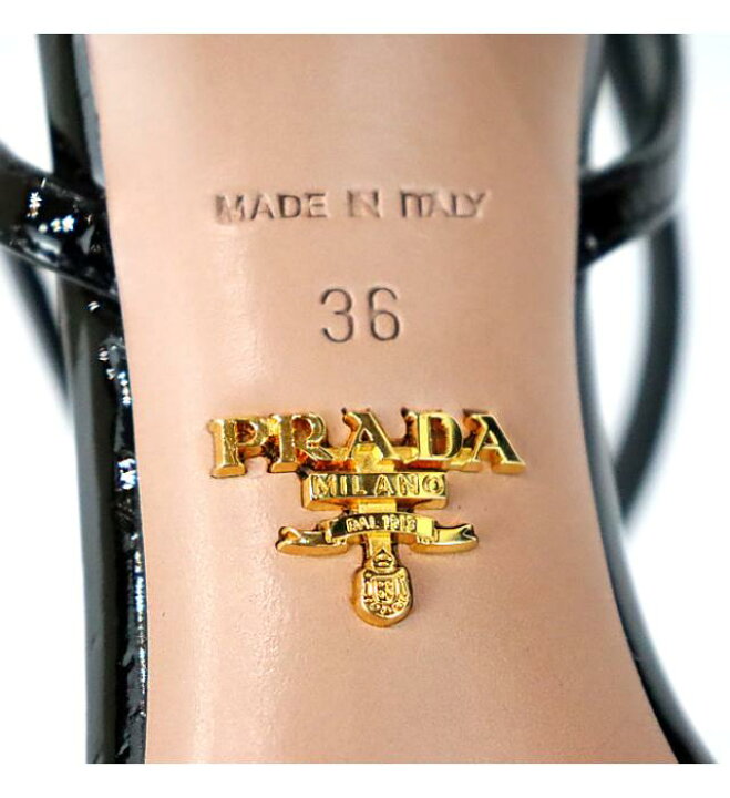 楽天市場】【広尾店】未使用 プラダ PRADA エナメルサンダル 黒 size36 