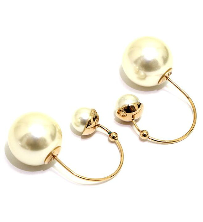 楽天市場】美品 ディオール Dior パール フープピアス ゴールド 