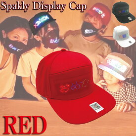 Sparkly Display Cap Red スパークリーディスプレイキャップ 赤 LED 帽子 光る帽子 おもしろ帽子 かぶりもの パーティー 誕生日 応援グッズ スポーツ観戦 お店 宣伝 グッズ 日本語説明書兼保証書 フリーサイズ 男女兼用 USB充電式