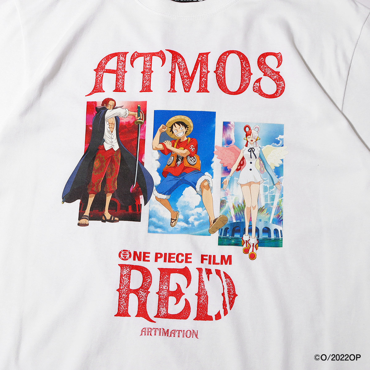 atmos OP FILM RED TEE(アトモス ワンピース フィルム レッドティー)ホワイト【メンズ レディース 半袖Tシャツ】22FA-S |  atmos-tokyo