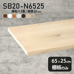 棚板 化粧合板 棚板のみ 木製 幅65cm 奥行き25cm 板厚20mm シンプル ホワイト ブラウン おしゃれ DIY クローゼット棚 壁面棚 天板にも インテリア 日本製 北欧 SB20-N6525 木目 ★