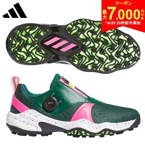 【29日20時開始!最大7,000円引きクーポン!】アディダス コードカオス 25 ボア NKZ93 スパイクレス ゴルフシューズ カレッジグリーン×ルシッドレモン×ルシッドピンク(IG8706)