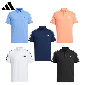 【送料無料/クリアランス】アディダス ゴルフ NMJ55 スリーストライプス 半袖 ストレッチ ボタンダウン シャツ adidas ゴルフウェア ポロシャツ【あす楽対応】