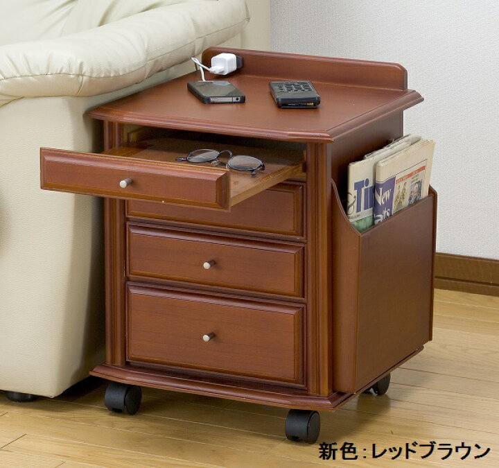 楽天市場】【送料無料】天然木ベッドサイドテーブル キャスター付き LS 