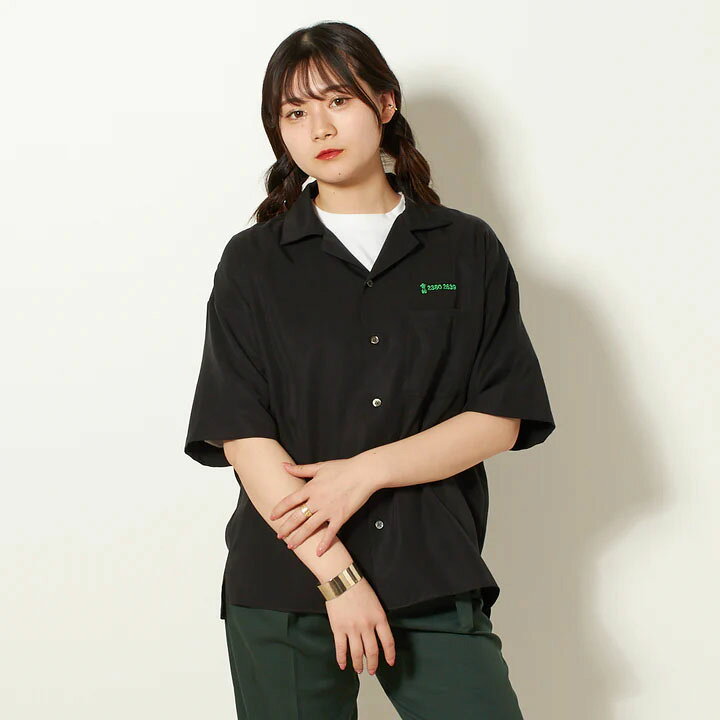 楽天市場】HONG KONG SHIRT ボーリングシャツ ブラック シャツ 刺繍