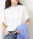 【店内最大40％OFF！15日23:59まで】前後2way デザインボタン カットソー 半袖 Tシャツ 丸首 Uネック 綿100％ ヘンリーネック 華奢見え 体系カバー 春 夏 秋 レディース レビュー特典あり