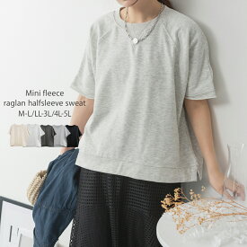 ミニ裏毛ラグラン半袖トレーナ レディース 大きいサイズ レビュー特典あり