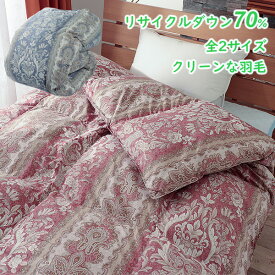 羽毛布団 ダウン70% ポリエステル100% 立体キルト 日本製 ペイズリー エコ サステナブル 全2サイズ 母の日