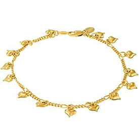【中古】【輸入品・未使用】Lifetime Jewelry ダングリングハートアンクレット 女性&ティーンガールズ 24Kゴールドメッキ One Size ゴールド