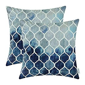 【中古】【輸入品・未使用】(60cm X 60cm F Navy Grey) - Pack of 2 CaliTime Cosy Throw Pillow Cases Covers for Couch Bed Sofa Manual Hand Painted Colourful Geometr