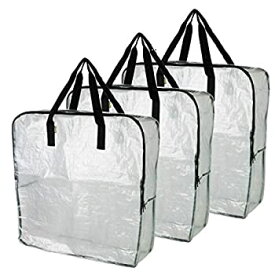 【中古】【輸入品・未使用】IKEA DIMPA 特大収納バッグ 3点セット クリア 高耐久バッグ 防虫 収納バッグ